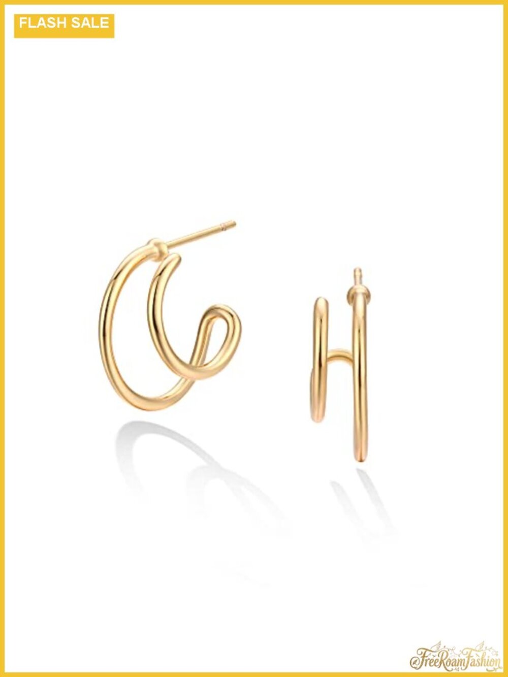 14K Gold Plated Double Twist Hoop Earrings Hypoallergenic Stud Earrings for